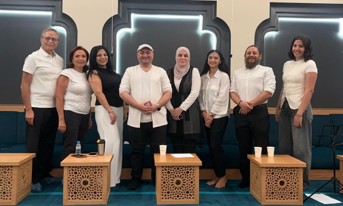 Wael Salah with a group of his adult students